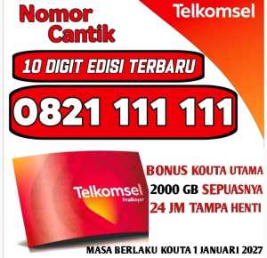 diskon kartu perdana telkomsel cantik isi kuota 200GB nomor cantik simpati aktif 10 digit