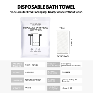 mixshop Disposable Bath and Face Towel for Travel and Sports use Vacuum Sterilized Holiday Business trip Hotel