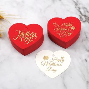 MIRELAE 100pcs Heart Shaped Cards Mother Day Tags DIY Crafts Hanging Decoration Gift Labels Handmade Goodies White Red Paper Hand Gift Hanging Tag Festive Party Supplies