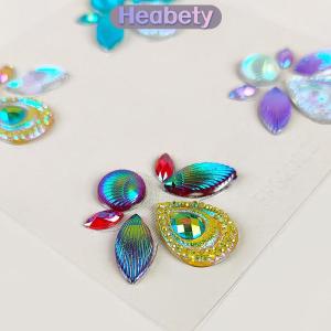 Heabety สติ๊กเกอร์แทททูแบบ3D สำหรับตกแต่งหน้าเป็นประกายสติกเกอร์พลอยเทียมตกแต่งร่างกายศิลปะบนเวทีเครื่องมือตกแต่งเครื่องสำอาง