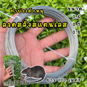 ลวดสลิงดักหนู ลวดสแตนเลส เกรด 304 ลวดทำบ่วงดีด ดักหนู ขนาด 0.6 ม้วนละ 100 เมตร