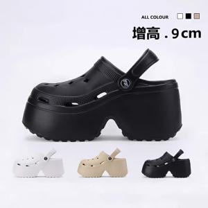 [Free Shipping] Height-Increasing Clog Sandals for Women Summer Fashionable Thick-Soled 9CM High-Heel Platform Non-Slip Beach Sandals