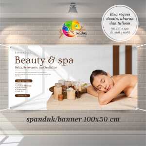 Cetak Spanduk Banner Brown and Beige Simple Beauty & Spa