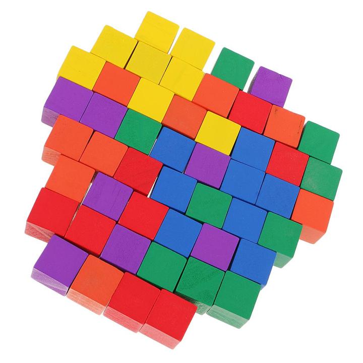 Segolike 50 Pieces Colorful Wooden Square Cubes Blocks For Kids Craft 