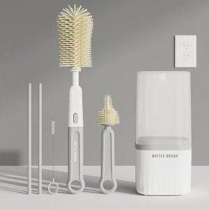 Bottle and Straw Brush Set 6 in 1 Portable Travel Silicone Brush Baby Bottle Feeding Bottle Brush-152c4c8b