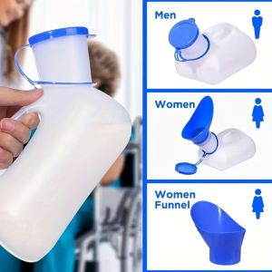 Portable Travel Toilet for Men & Women - 33.81oz Leak-Proof Urinal with Spacious Sanitary Design Ergonomic Handle & Durable Plastic Construction - Compact & Easy-to-Hold Ideal For Rv Camping Outdoor Activities Portable Toilet