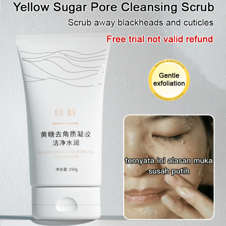 Yellow Sugar Pore Cleansing Scrub Exfoliating Whitening Facial Cleanser Deep Cleaning Pore Remove Acne Blackheads Oil Control Skin Care