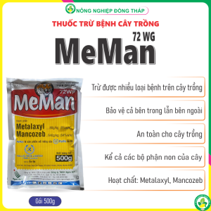 Thuốc Trừ Bệnh Trên Cây Trồng MeMan 72WP (Gói 500g)
