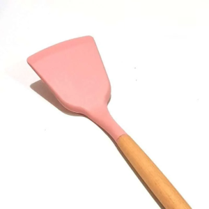 Spatula Silikon Tahan Panas Gagang Kayu Spatula Sodet Silicon Silicone Anti Lengket Food Grade