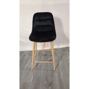Wfurniture Premium Velvet Fabric Island Chair Modern Bar Metal Backrest Kerusi Makan Tinggi Cafe
