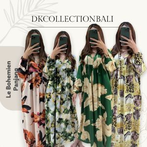 dkcollectionbali | Ready Stock Le Bohemien Long Dress by CE Homewear | Dres Daster Homedress Baju Pakaian Wanita Remaja Panjang Maxi Polos Motif Jumbo Rayon Casual Tidur Santai Busui Hijaber Friendly Kerah V Premium Murah Bisa COD