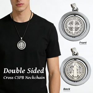 Vacaka St. Benedict Rotating Necklace Metal Cross Necklace Small Gift Accessories