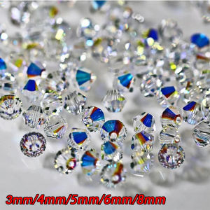 Bicone ลูกปัดคริสตัลออสเตรียลูกปัดแก้วหลวม Spacer ลูกปัดสำหรับงานประดิษฐ์ 3/4/5/6/8มม