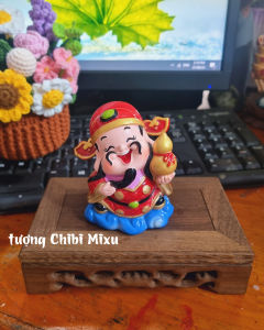 Tượng Thần Tài Phong Thủy 9cm Trang Trí May Mắn Cầm Hồ Lô