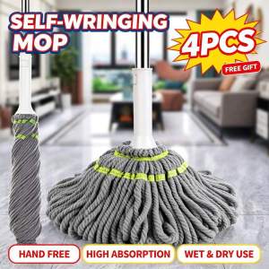 4Pcs MULTI FUNCTION Twist Microfiber Mop Floor Mop Indoor Hand wash free Quick Dry Mop