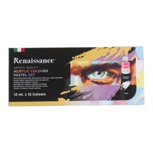 Renaissance - เรนาซองซ์ ชุดสีอะคริลิคเรนาซองซ์ สีอะคริลิค และสีพาสเทลขนาด 12 ml. จำนวน 12 สี