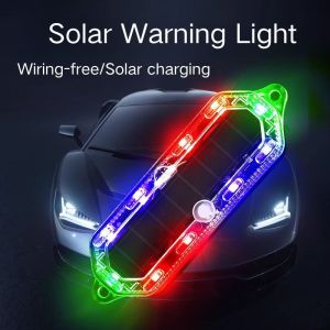 Car LED Warning Light Mini Solar LED Light for Universal Motorcycles Bicycles Car Night Ride Auxiliary Decorative Light