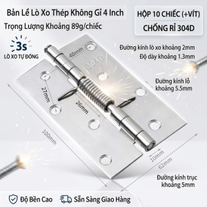 Combo Bản lề lò xo tự đóng inox cao cấp Bản lề cửa đóng tự động