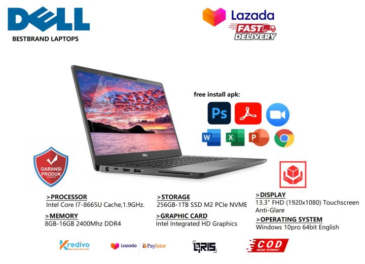 LAPTOP DELL LATITUDE 7300 TOUCHSCREEN i7-8650 32GB RAM SSD