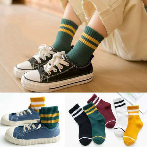 Set 5 đôi tất cotton kẻ sọc bé trai gái sợi bông mềm mại thoáng khí khử mùi