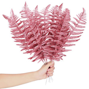 12 PCS Plastic Simulated Leaves Sparkling Christmas Tree Decorations Leaves DIY Home Decoration Photo Prop