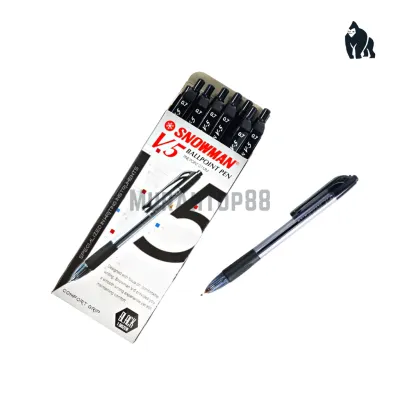 Pulpen Pen Snowman V5 / Pullpen Ballpoint Hitam Black Ink 0.7 mm 100% Original [PER LUSIN]