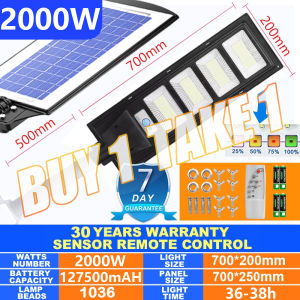 【 Buy 1 Take 1 】DL solar street lights outdoor waterproof IP67 LED 2500W 2000W 1500W 1000W 500W human body induction lamp automatic spot led solar panel complete garden lights rechargeable solar flood light street wall yard garage