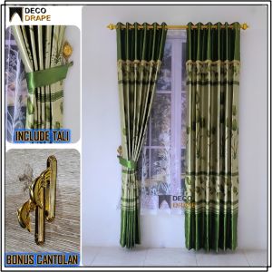 Gorden Poni Pintu Mewah Tinggi 230 cm Kain Blackout Tebal Tidak Terawang Motif Bunga Tulip