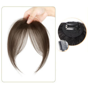 Minwen Phần giữa giả bangs Fringe tổng hợp Topper hairpiece Clip-in bang mở rộng tự nhiên vô hình clourse hairpiece phụ nữ