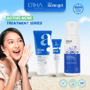 ERHA AcneAct Perawatan Jerawat Aktif 3 Pcs / Sabun Wajah ACSBP + Acne Spot Gel + Toner Clarifying
