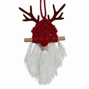 MAYIT Macrame dây chuyền hình tuần lộc lễ hội 10x16cm Chi tiết về sừng hươu. Đồ trang trí treo tường dịp Giáng sinh. Ông già không . dây chuyền Người Không Trang trí tường hình tuần lộc