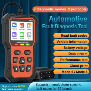 เครื่องสแกน OBD2 V521เครื่องอ่านโค้ดเครื่องมือการวินิจฉัยข้อบกพร่องยานยนต์ EOBD ข้อมูลยานพาหนะข้อมูลสตรีมประสิทธิภาพทดสอบการเชื่อมต่อโทรศัพท์