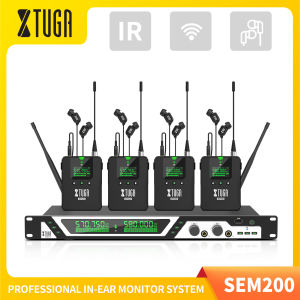XTUGA SEM200 UHF Stereo Wireless In Ear Monitor System 2 Channel Transmitter With 4 Bodypack Receiver Professional Used for DJ Concert Stage Performance Music Monitoring
