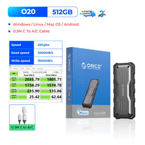ORICO  2000MB/s USB3.2 Gen2 Portable SSD 512GB/1TB/2TB 2-in-1 Data Cable Waterproof Shockproof Dustproof Perfect for Outdoor Adventures