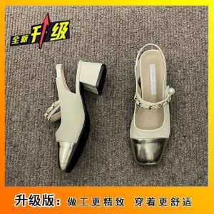Free Shipping Silver Pearl Retro Open-Back Sandals For Women New Summer Style High-End-Inspired Closed-Toe Sandals