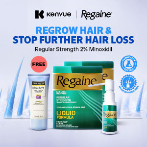 [Bundle of 2 + 1] Regaine Anti Hair Thinning Regular Strength 2% Minoxidil Stop Hair Loss & Regrow Hair Solution 60ml x2 + Neutrogena Sunscreen SPF50 88ml