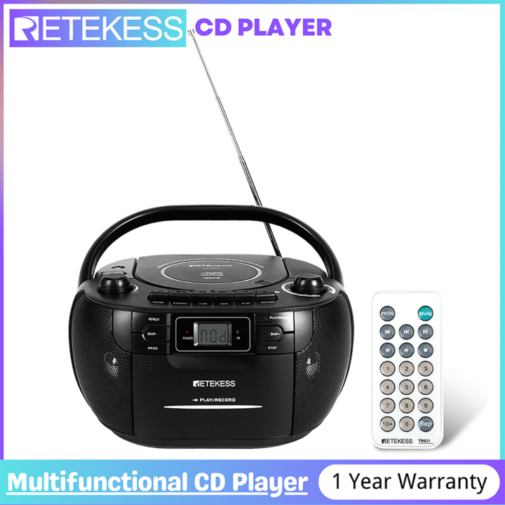 Retekess TR621ซีดีและเครื่องเล่นเทปคอมโบกล่องเสียงดังแบบพกพา AM FM ...