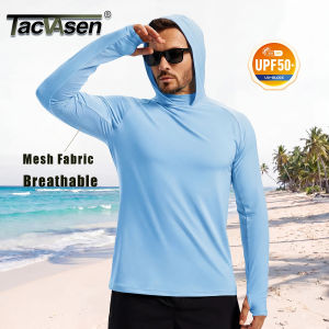 TACVASEN Mens UPF 50+ Hoodie Fishing Shirts Long Sleeve High Collar Mesh UV Sun Protection Rash Guard Swim Beach Running Hiking2026