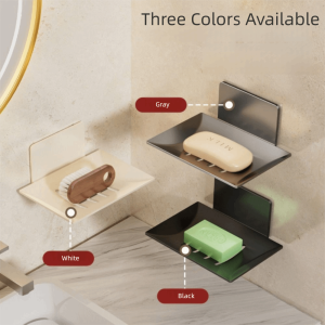 【IN STOCK】 Wall Mounted Shower Soap Holder Carbon Steel Self Draining Soap Dish Rustproof Soap Storage Rack Bathroom Accessories