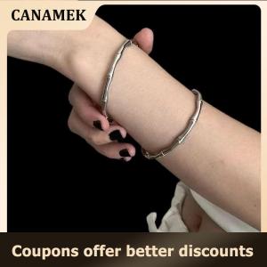 【 CANAMEK 】 Vintage Cross Charm Bracelet Silver Personality Couple Bracelet Adjustable Titanium Steel Religious Bracelet For Women