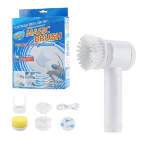 Sikat Elektrik Electric Listrik Pembersih Penghilang Kotoran Noda Kerak Membandel Toilet Kamar Mandi WC Lantai Dapur Wastafel Kompor Otomatis Magic Cleaning Brush Spin Scrubber 5 in 1 Wireless Waterproof Multifungsi Serbaguna