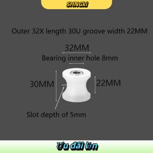 SHNGki 1 cái Nylon U-rãnh mang Con lăn theo dõi bánh xe hướng dẫn con lăn hỗ trợ cửa Con lăn cửa sổ cửa trượt cơ khí ròng rọc