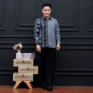 Baju Batik Pria Kemeja Batik Pria Pekalongan Murah Motif Songket Lengan Panjang Modern Adem Seragam Pesta Kerja Kantor Dinas