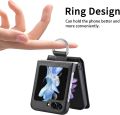 Ốp lưng Samsung Galaxy Z Flip 6 có ngăn đựng thẻ & nhẫn, bao da PU chống sốc, ốp điện thoại có chân đế cho Galaxy Z Flip6 LZQB màu đen. 
