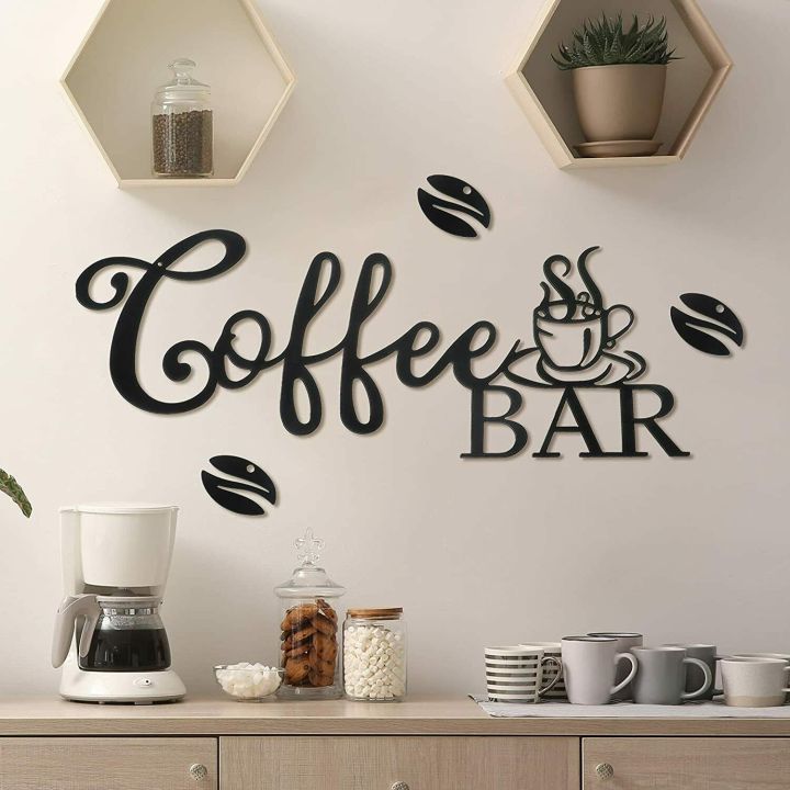 Metal Coffee Bar Sign Rustic Coffee Bar Hanging Wall Decor Coffee Signs