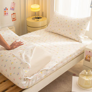 Dansunreve Zipper Bedsheet 10cm Height Double Layer Floral Bed Sheet Single Queen King Mattress Cover