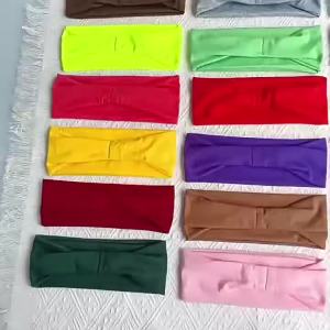 2026 Hot Sale [ Shipped from China ] European and American sports headbands yoga sweatbands mens and womens running fitness headbands elastic cotton headscarves solid color headbands hair accessories B3