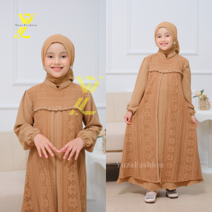 Gamis Aleena Dress Crinkle Airflow Mix Brukat Malika / Gamis Anak Set Jilbab 3-12 Tahun / Gamis Tanggung / Gamis Pesta / Gamis Syari / Gamis Brukat / Gamis Anak Brokat Terbaru