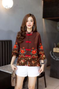 Cutie Minute อก ฟรีไซส์  44" เสื้อผ้าฝ้ายลินินเกาหลีเกรดพรีเมี่ยม งานดีไซน์มีกลิ่นอายของความเป็นจีน Chinese