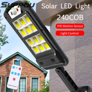 suppou Solar Led Outdoor Lights IP65 Waterproof 240/128/120/100/48COB Solar Street Light PIR Motion Sensor Solar Outdoor Wall Lamp for Outdoor Garden Yard Park Security